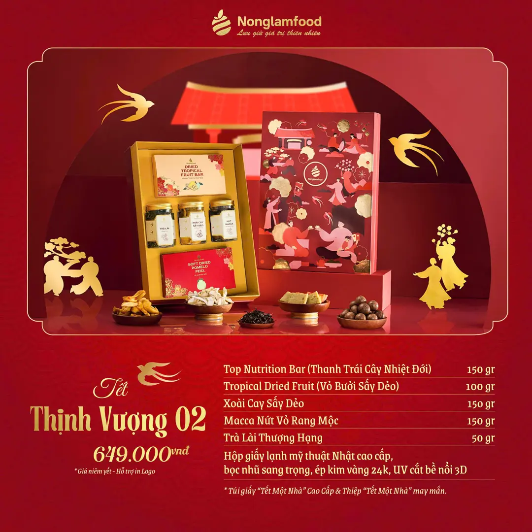 Hộp Quà Tết 2026 - Tết Thịnh Vượng 02 (kèm túi)