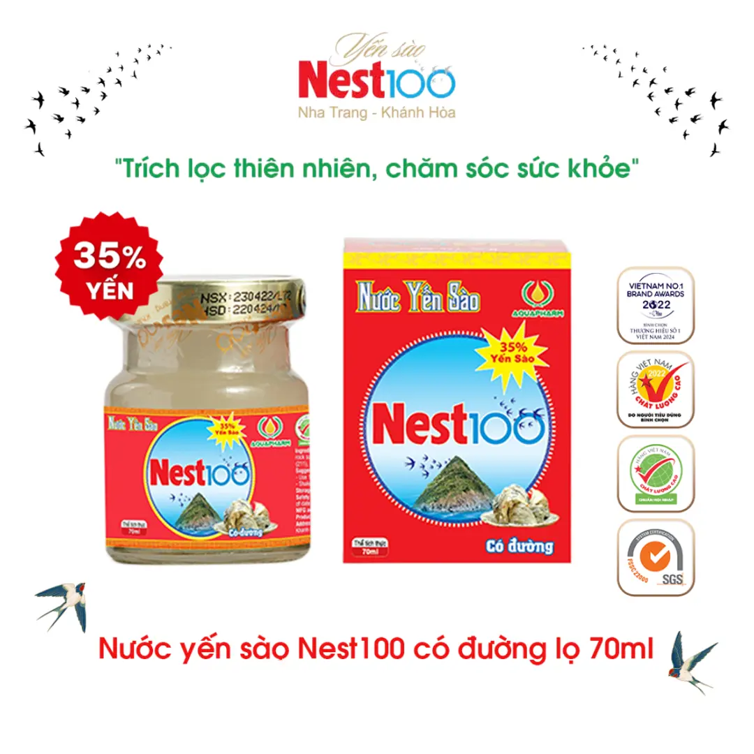 Nước Yến sào Nest100 - Có đường (lọ 70ml)