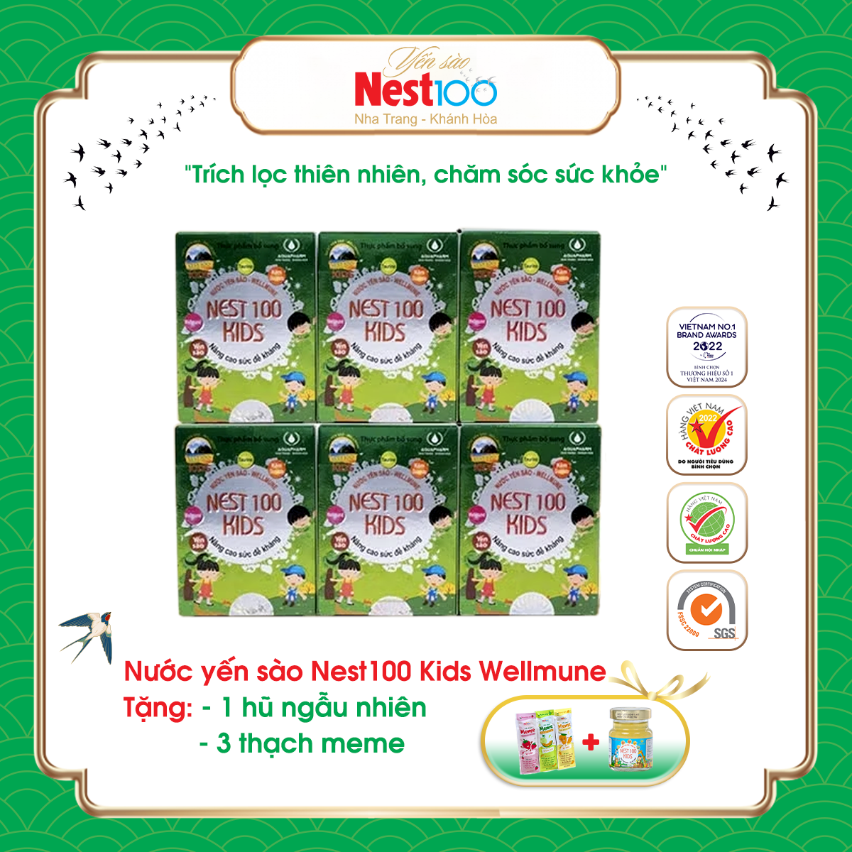 Nước Yến sào Wellmune Nest100 Kids – Nâng cao đề kháng (6 lọ)