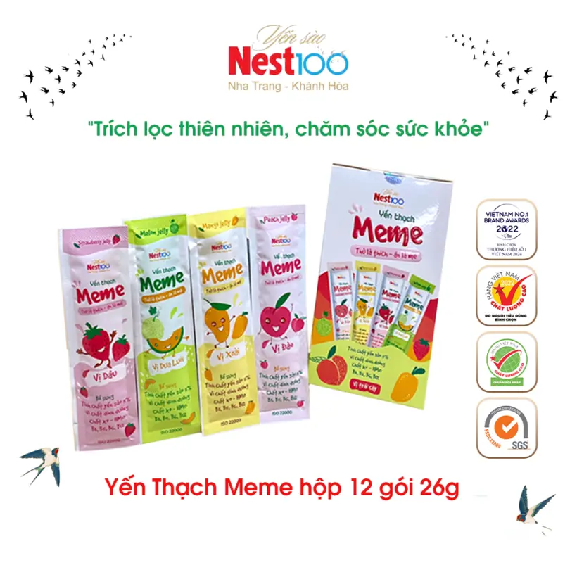 Yến thạch Meme Nest100 – Tinh chất yến sào (12 gói x 26g)